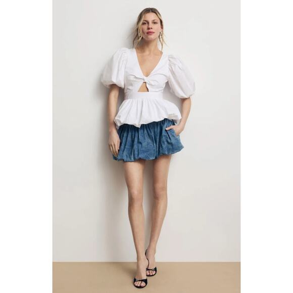 ROTATE Birger Christensen Puff Sleeve Bubble Top - Picture 2 of 14